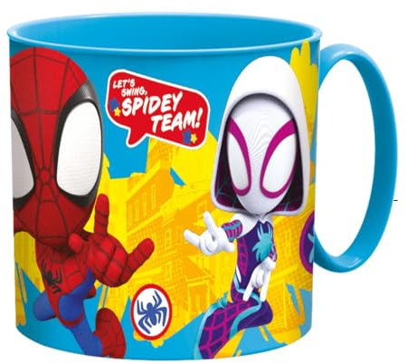 Golddunes Cartoon Kids Character Cute Mini Tiny Mug 265ML Drinking Re-Usable Plastic Cup Microwave Safe 7.5cm x 7.5cm (Spidey)