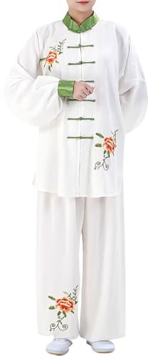Rubruan Tai Chi Unisex Trainingsanzug – Traditionelle Chinesische Kampfkunst Taiji Kung Fu Wing Chun Wushu Frühling Sommer Training Performance Langarm Uniform Stickerei Anzug für Damen Herren