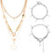 Mikovivi 5pcs Star Necklace & Bracelets, Gold Star Necklace Silver Y2k Star Bracelets Retro Y2k Jewelry Set Vintage Star Jewelry Gift for Women