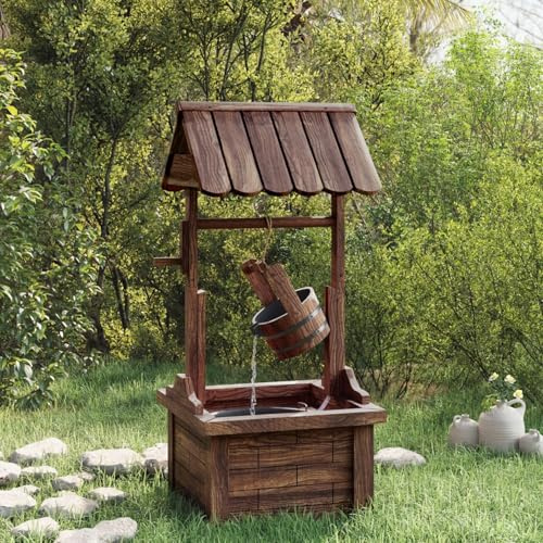 Tidyard Puits à Souhait avec Pompe 57x50x112 cm Bois de Sapin Massif Style A