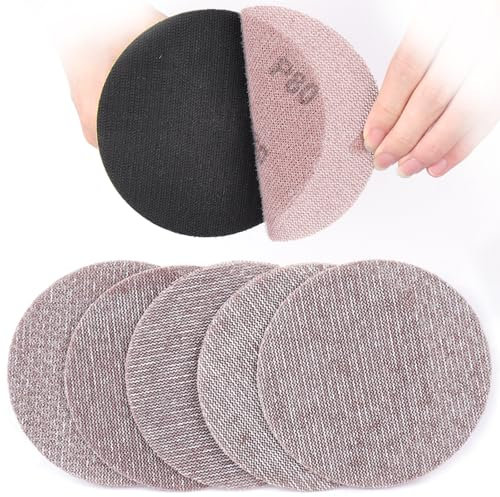 Sruhrak 125mm Mesh Sanding Discs, 50 PCS Net Sandpaper 80 Grit Hook and Loop Sanding Pads for Drywall Sander Efficient Dust Removal Random Orbital Sander Polishing