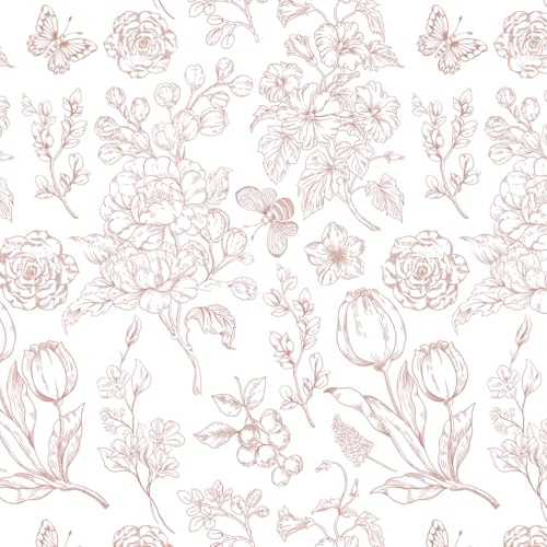 Fiula Blomtapet Rosa Och Vit Självhäftande Tapet Blommor Självhäftande Film Möbler Väggpapper 44 Cm X 10 M Möbelfolie Vintage Mönster Tapet Vardagsrum Sovrum Vattentät Rosa Tapet