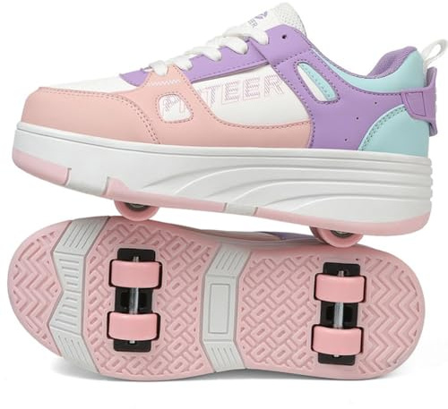 WOWEI Skor med hjul för pojkar flickor skateboardskor sportskor rullskridskor barn vuxna 2-i-1 multifunktionella rullskridskor sneakers med hjul utomhusskor, Bzx Ck11, 39 EU