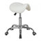 KADIMA DESIGN Menton - Sattel-Hocker in Weiß | Arbeitshocker mit Kunstleder-Bezug | Sitzhocker ist höhenverstellbar | Kosmetikhocker & Praxishocker mit Sattelsitz | Friseurhocker