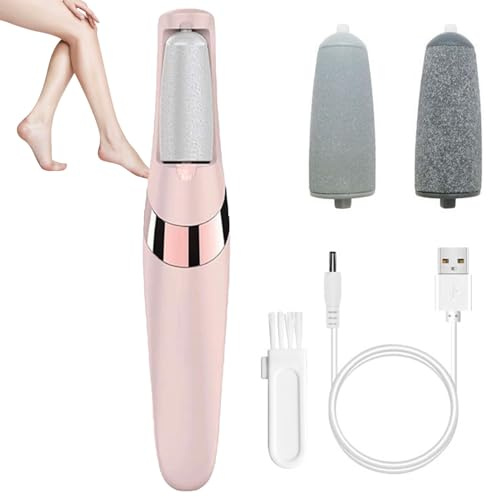 Portable Electric Foot File, Electric Callus Removers for Feet, Rechargeable Silk 3 pro Hard Skin Remover Foot, Professional Pedicure Tool Waterproof with 2 Rollers for Cracked, Removes Dry Skin(Pink)