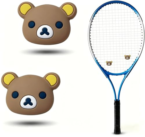 XMHBG 2 PCS Tennis Racket Vibration Dampener Bear Design, Soft Silicone Shock Absorber Vibration & Noise Reduction, Secure Easy Install Accessories for Adult & Junior Players of All Levels
