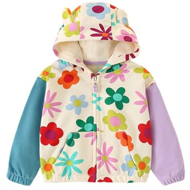 LitBud Sweat à Capuche Zippé pour Filles, Veste à Capuche à Manches Longues Sweatshirt pour Enfants Vêtement Âge 1-8 Ans