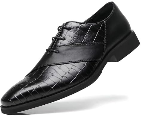SANNAX Men's Classic Lace-Up Oxford Shoes Lightweight Formal Dress Shoes for Business Uniform Wedding, Size 8 Black