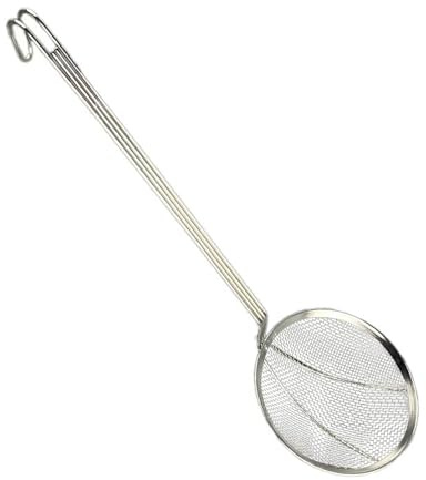 Dickly Colador de Cocina Cuchara Colador Skimmer Acero Inoxidable Malla Fina Gancho para Colgar Práctico Adecuado para Freír Pasta Pollo Verduras Cocina Prof, 20 centímetros