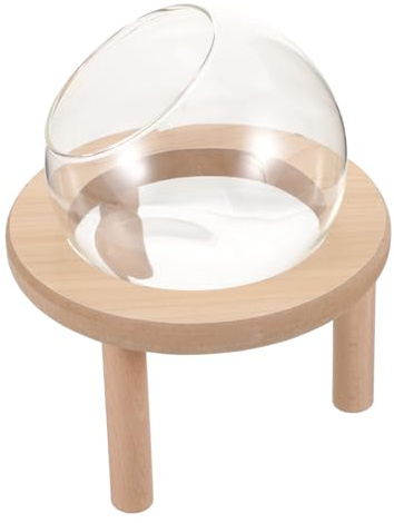 Lurrose Bain de Sable Transparent pour Hamster Base en Bois, Accessoire pour Cage à Petits Animaux, Prévient Les Fuites de Sable, Maison ou Animalerie