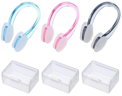 3 Pack Swimming Nose Clips Silicone Waterproof Nose Plugs with Storage Case