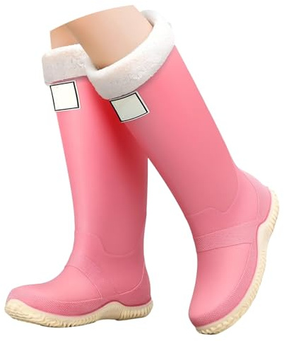 Genérico Botas De Agua Mujer Caña Alta, Botas De Goma Mujer, Suela Gruesa Ligero Impermeables Antideslizante Galochas Casual Moda Cómodo Monocromo Holgados Botas Adecuado Para Días Lluviosos