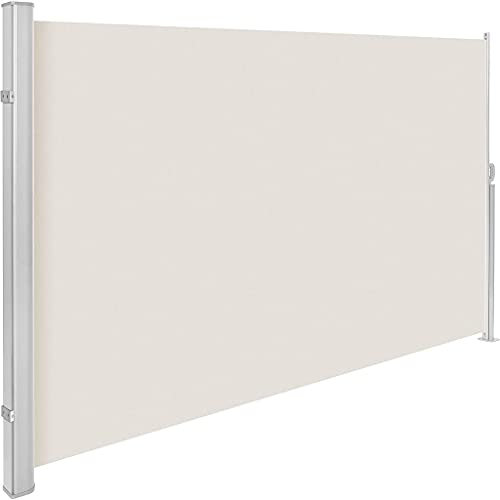 Tenda laterale avvolgibile parasole e frangivento 180x300cm con struttura inossidabile interamente in alluminio - Separè divisore frangivista da giardino per privacy e riservatezza. (Beige)