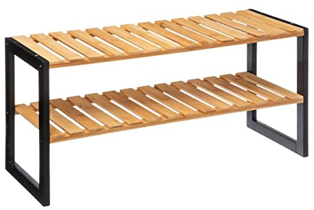 5 five simply smart 5five - Étagère à Chaussures Empilable 6 Paires - Bambou, 2 Niveaux, 70 cm - pour Entrée, Placard, Dressing