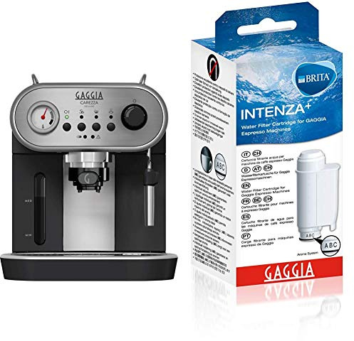 Gaggia ri8525/01 carezza deluxe macchina da caffè espresso manuale, per macinato e cialde, grigio/nero & 21001419 filtro brita intenza