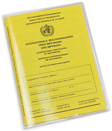 Frentree Custodia trasparente per libretto di vaccinazione, made in Germany, resistente agli strappi e su misura, trasparente, dimensioni 10 x 13,7 cm, trasparente, 5 pezzi, Moderno
