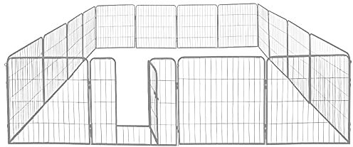 petigi Welpenauslauf XL, 16-teilig, Element-Maß: 80x80 cm, pulverbeschichteter Stahl, Welpenlaufstall, Gehege für Hunde, Hasen, Meerschweinchen, Katzen, pflegeleicht