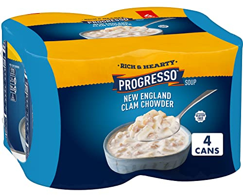 Progresso Rich & Hearty, New England Clam Chowder Soup, 18.5 oz., 4 Pack
