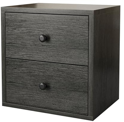 FUSUNBAO Magic DIY Cube Storage Organizer Stackable Cubes for Home Books Clothes Toy-Modular Cubby Storage System-Office Cubical-Bookcase Closet (French Oak,Drawer Cube)