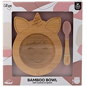 Citron Citron Bol en bambou Motif licorne Rose