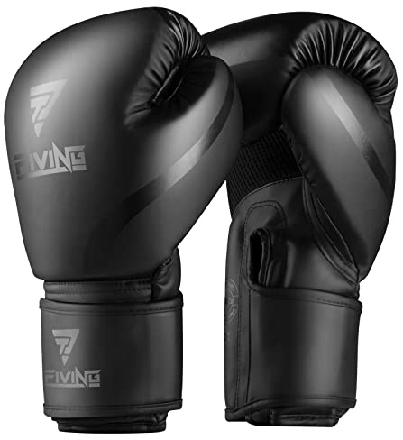 Boxing Gloves Men & Women, Pro Training Sparring, PU Leather MMA Kickboxing, Adult Heavy Punching Bag Gloves Mitts Focus Pad Workout, Ventilated Palm, 8 10 12 oz (Black, 16oz)