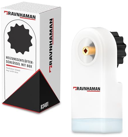 RAVN HAMAN Heater bleeder with practical collection container, vent key, 5 mm square, heating key for all standard radiators, easy to bleed heaters (R3401-1)