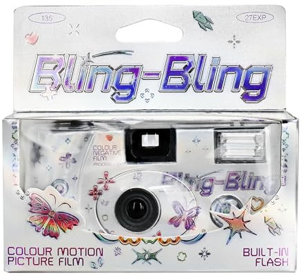 Retocolor Bling-Bling 400 35-mm-Einwegfilmkamera 27EXP, ISO400, Farbnegativfilm, fokusfrei, einfach zu bedienen, integrierter Blitz, Einmalgebrauch (Film und Batterie im Lieferumfang enthalten)