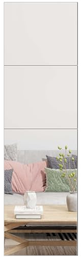 Ruomeng Azulejos de Espejo de Pared de Longitud Completa, 12 x 10 Pulgadas, 4 Piezas sin Marco, Espejo de Cuerpo Completo para el hogar, Gimnasio, tocador, Dormitorio, Sala de Estar