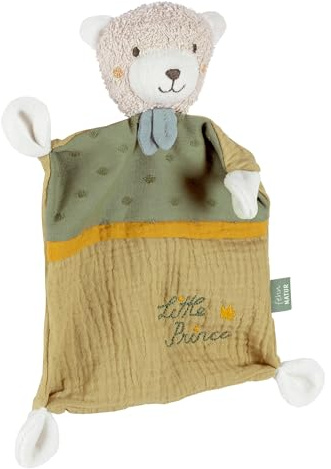 Fehn pañuelo de Peluche Oso Prince – Compañero de Juegos y Peluche de algodón de Cultivo ecológico - con Eslogan Bordado Individualmente - para bebés y niños pequeños a Partir de 0+ Meses