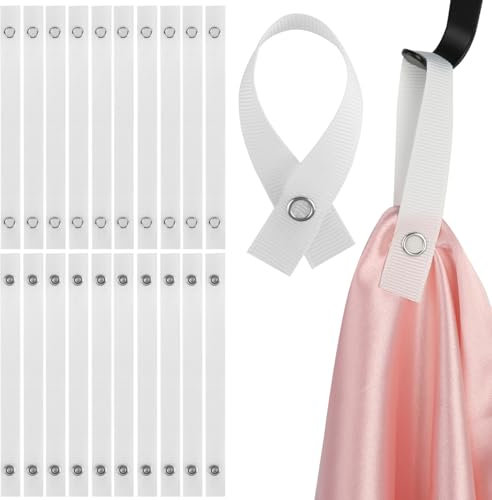 JIANGZHIB Sewing Free Textile Hangers, 30 Pack 155 x 12 mm Hanging Tea Towels Clip, White Towel Clips Hanger Set Modern Style for Home Kitchen Bathroom Cupboards Cloth