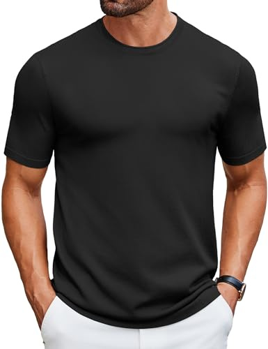 COOFANDY Men's Crewneck T Shirts Knit Tops Casual Fashion Summer Short Sleeve Knitted Pullover Solid Tees