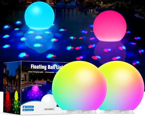 DeeprBlu 2025 Luces Piscina Flotantes con Efectos Lumínicos Submarinos, Iluminación Piscina Recargables Sin Cable, Bola de Luces Bañera Hidromasaje con Cambio Color, Luz Bañera para Spa - 2 Piezas