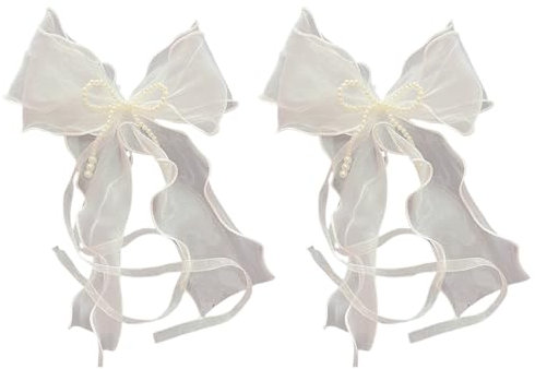 XFSRG 2 Pièces Guirlandes Bougie Communion Deco avec Nœud et Perles Bougies de Mariage Sans Gouttes Decoration pour Baptêmes