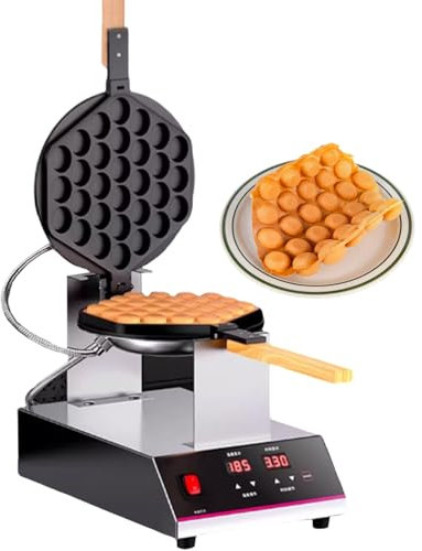 lilishangmao Gofrera De Burbujas para Food Trucks: Estación Giratoria De 180°, Calentamiento por Ambos Lados, Control De Temperatura De 50-250 °C, Ideal para Food Trucks, Panaderías,SingleHead