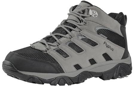 Flyplus Men's Waterproof Hiking Boots, Lightweight Slip-Resistant