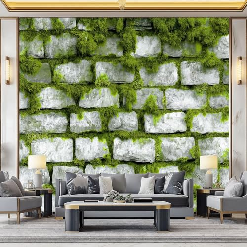 Panoramic Mural Wallpaper 79 x 55 inch (W x H), Retro Wall Moss Custom Wall Mural – Light Gray Eco-Friendly Photo Wallpaper for Bedroom Decoration
