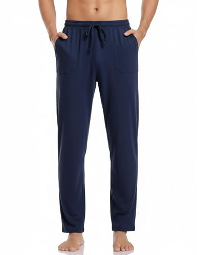 Aseniza pyjamas herr långa pyjamasbyxor bomull sovbyxor män nattkläder lounge byxor sovkläder fritidsbyxor med sidofickor