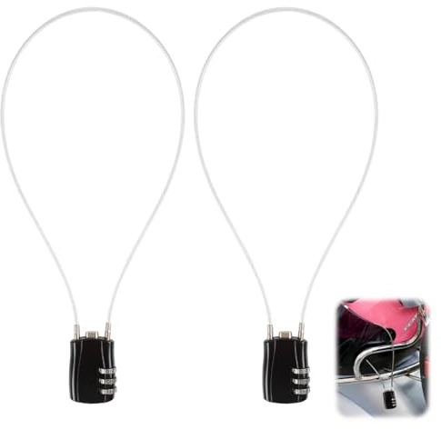 Lot de 2 Cadenas à câble Serrure à Code Sécurisée en Alliage de Zinc pour Casier Gymnase École, Casque, Valise, Boîte à Outils, Sac à Dos - Cadenas à Combinaison 3 Chiffres avec Câble Flexible 50 cm