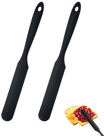 HUVZOR 2 Pezzi Spatole in Silicone, Spatola da cucina, Spatola per Dolci, per Cottura e Miscelazione, Resistenti al Calore, Padella Antiaderente, Lunghezza 22.5 cm(Nero)