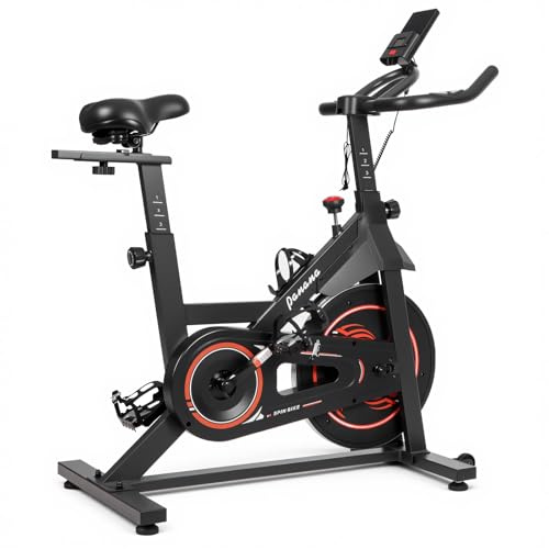 Panana Exercise Bike for Home Use, Spin Bike with Ultra-Quiet Magnetic Resistance, Cycling Cycle Bike Stationary with LCD Display, Rate Sensor, Adjustable Height Strength Training Machine