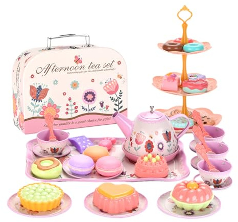 Tea Party Spel: Tea Party Spel För Små Flickor, Matspel För Barn, Pedagogiska Leksaker Matlagning Leksaker Med Bärväska, Mat Leksaker Spel För Barn 3 Till 6