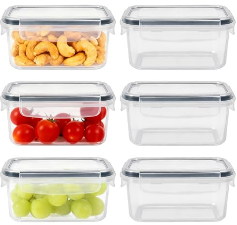 Gykutix 6 Piezas Recipientes Herméticos Cuadrados 320ml, Reutilizables, Tapers para Comida Hermetico para Aalimentos, Contenedor para Almuerzo, para Microondas y Congelador