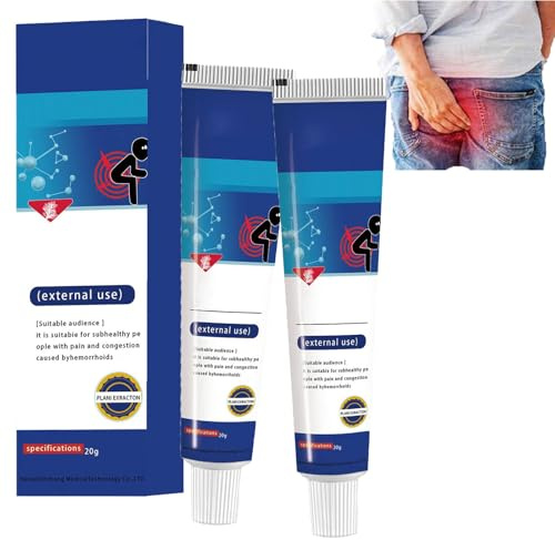 Hemorrhoid Cream, Perianal Care Cream, Hemorrhoid & Fissure Treatment Ointment Extra Strength, Relief Anal Pain, Itching, Bleeding, Swelling, Discomfort Natural (2pcs)