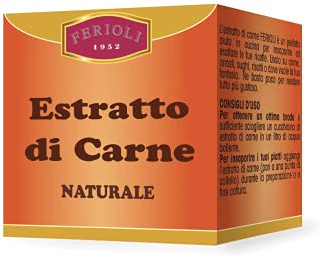 Ferioli - Estratto di Carne 100% Naturale di Carne Bovina Italiana, Astuccio da 40 gr, Ideale per Brodi e come Insaporitore, Senza Conservanti, Senza Glutine, Made in Italy