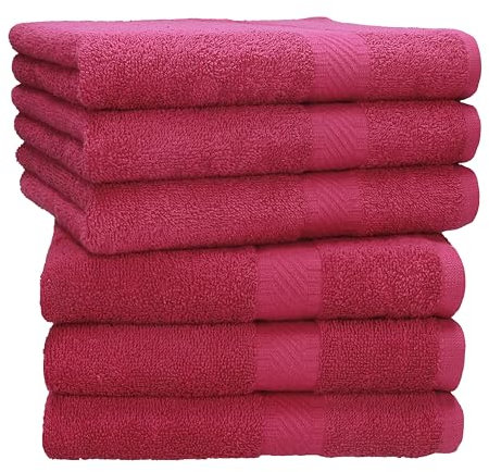 Betz Handtuch 6er Pack Handtücher Set Palermo Größe 50x100 cm 100% Baumwolle - gut trocknend, leichte Qualität - ideal für Sport, Strand, Reisen Farbe Cranberry