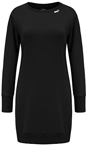 DOTIN Pullover Långa Dam Höst Vinter Klänningar Elegant Sweatshirt Hoodie Hoody Tröja Svart L