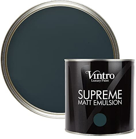 Vintro | Luxury Matt Emulsion | Smooth Chalky Finish | Multi Surface Paint | for Walls, Ceilings, Wood and Metal 2.5L (Dark Grey - Lowry Grey, 2.5 Litre)