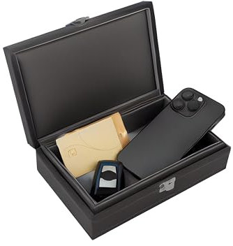 Recalma Keyless Go Schutz Autoschlüssel Box Extra Groß, Faraday Box Autoschlüsselschutz Schlüssellos, Funkschlüssel Abschirmung RFID Blocker Autoschlüssel Hülle, Key Abschirmung Box (Schwarz, Large)