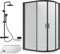 Balterley Ruwa Shower Enclosure Bundle - Offset Right Quadrant, Tray, Round Shower & Waste - White/Black - 1200mm x 800mm