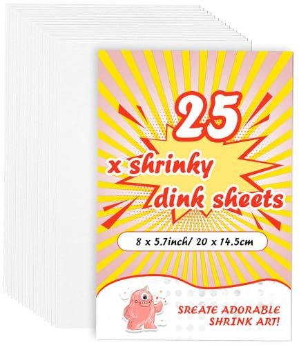 WOOWAIR 25 Stück Schrumpf-Kunststoffblätter, 14,5 x 20 cm, Magisches Shrink Plastic, Schrumpf-Kunststoff-Folien, Shrink Plastic für kreatives Basteln